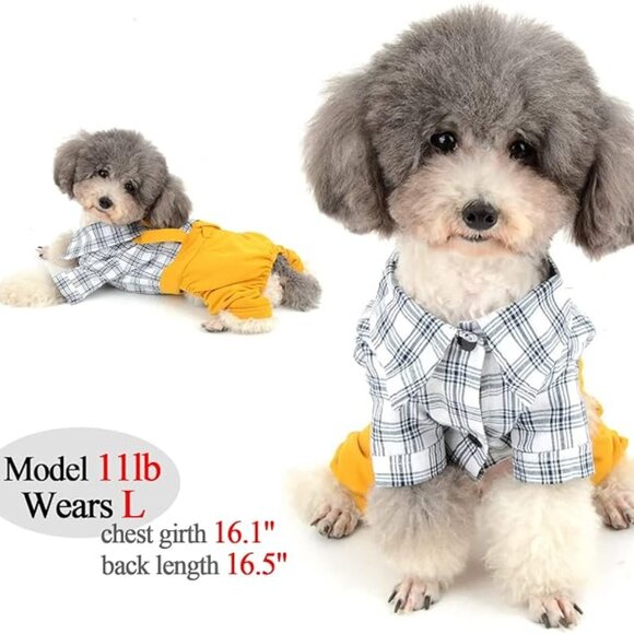 Puppy Costumes Classic Black and White Jumpsuit with Bowtie - Picture 4 of 8